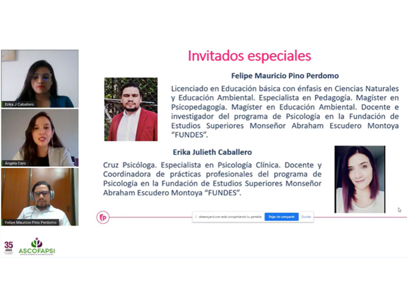 Docentes del programa de psicologia fundes como invitados especiales en conferencia central del encuentro nacional REPPSI y ASCOFAPSI: pandemia virtualidad y distancia; innovaciÃ³n y creatividad en las practicas psicolÃ³gicas