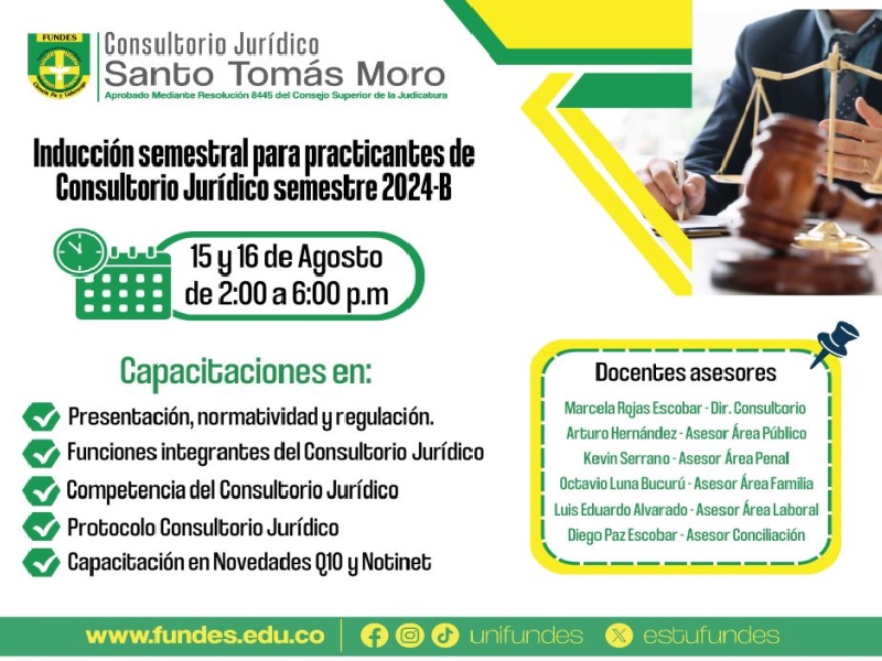 El Consultorio JurÃ­dico Santo TomÃ¡s Moro vuelve al servicio de la comunidad
